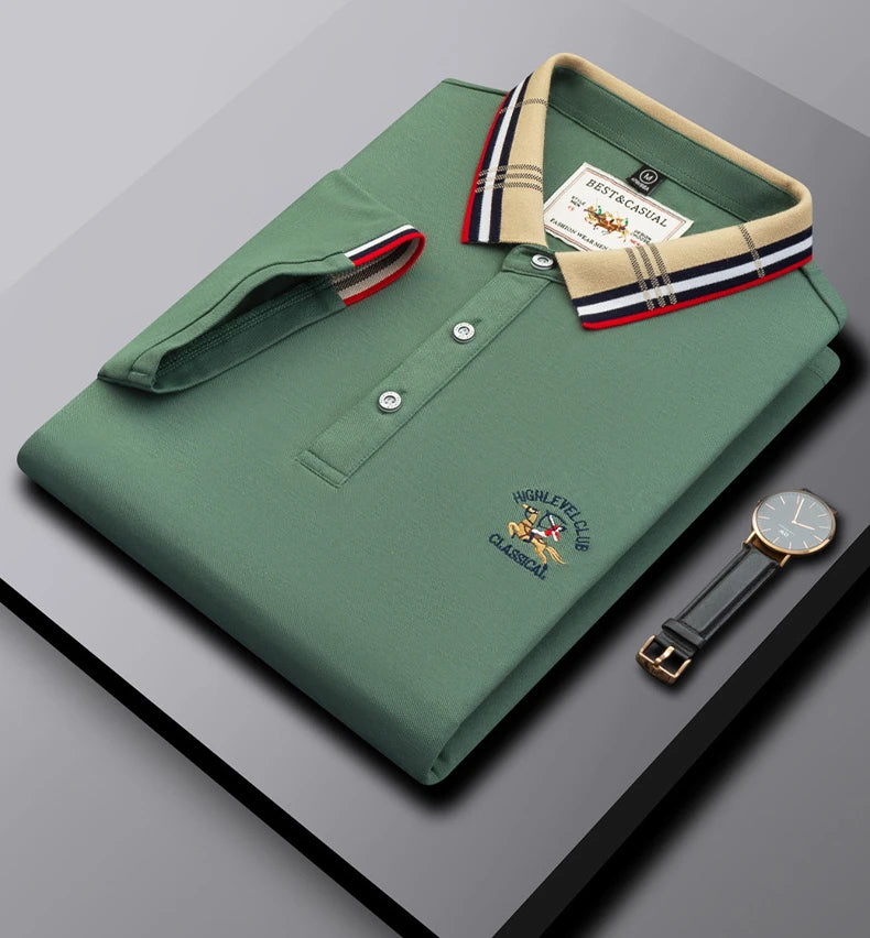 High Quality Green Colour Embrodered Logo Men's Classic T Shirt
