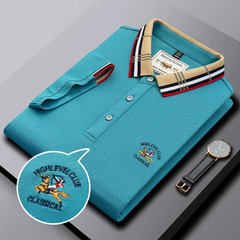 High Quality Sky Colour Embrodered Logo Men's Classic T Shirt