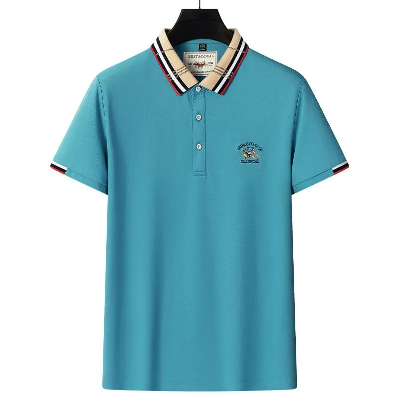 High Quality Sky Colour Embrodered Logo Men's Classic T Shirt
