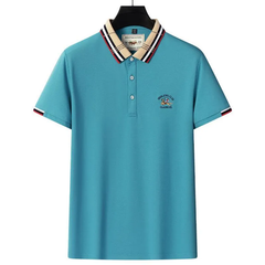 High Quality Sky Colour Embrodered Logo Men's Classic T Shirt